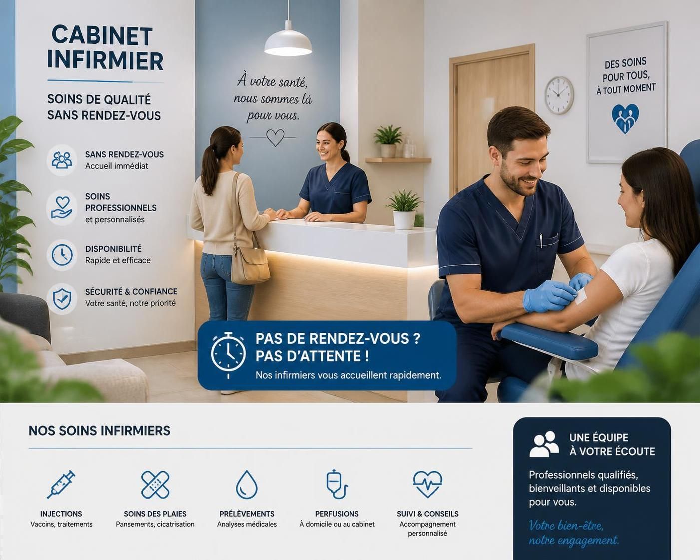 découvrez les avantages d’un cabinet infirmier sans rendez-vous, offrant des soins rapides et accessibles pour répondre à vos besoins de santé en toute simplicité.