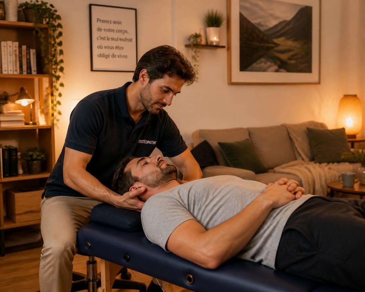 découvrez les avantages d'une séance d'ostéopathie à domicile : confort, gain de temps et suivi personnalisé directement chez vous.